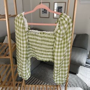 Green and white checkered crop top